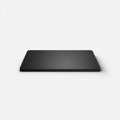 Black lightweight tabletop installed in a motorhome